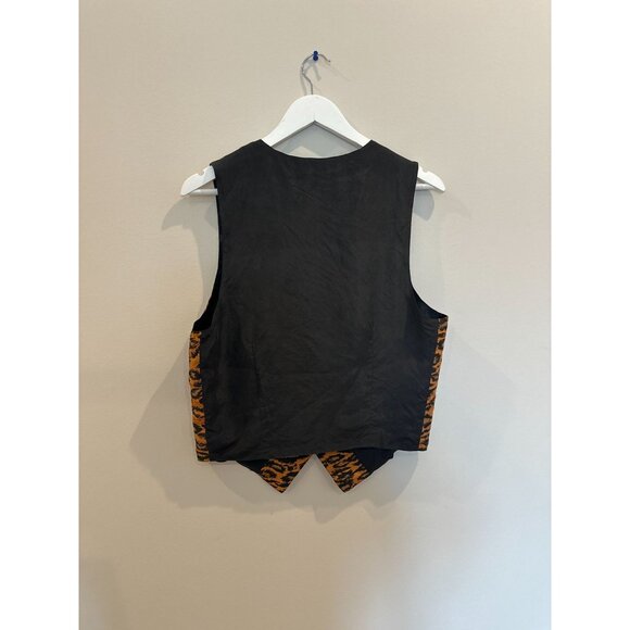 Carol Horn Workshop Black & Cheetah Print Vest Size S - Picture 6 of 6